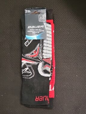 Bauer Black, Red & White Novelty Crew Sock Set - 2 Pack